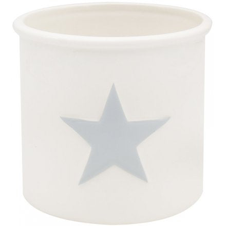 Large Ceramic White Star Plant Pot
