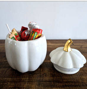 Ceramic Pumpkin Jar with Lid 13cm