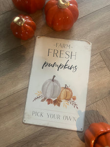 Farm Fresh Pumpkin Metal Sign 30cm