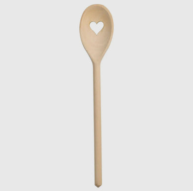 30cm Beech Wooden Heart Spoon - Brown