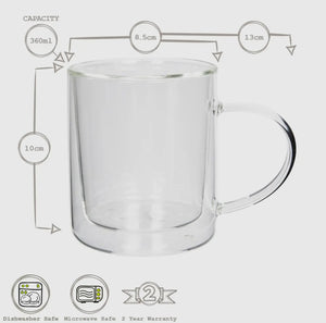 360ml Double-Walled Glass Mug