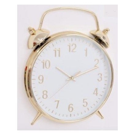 38 cm Golden Metal Alarm Style Wall Clock