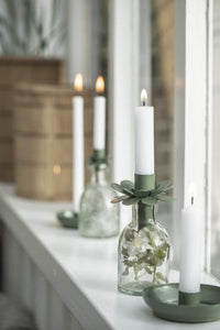Dinner candle flat holder -green