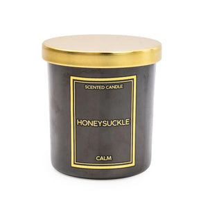 Black & Gold Simple Jar Candle with Metal Lid - Honeysuckle Scent