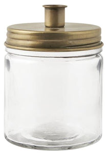 Brass flat lid candle holder jar