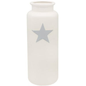 Large Ceramic White Vase with Star Decal