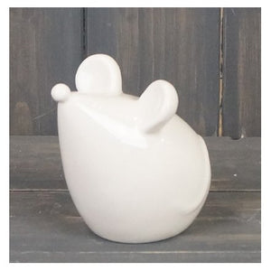 9.5cm Ceramic Mouse, White
