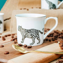 Load image into Gallery viewer, Cheetah 11oz Mug with Gold Rim