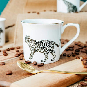 Cheetah 11oz Mug with Gold Rim