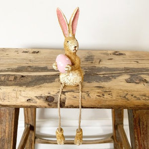 Sitting Rabbit W/pink Dotty Egg, 18cm