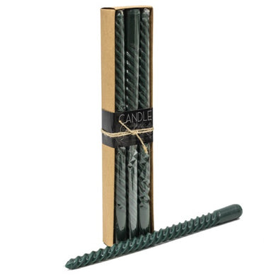 Box of 6 spiral candles green 30cm