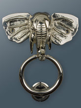Load image into Gallery viewer, Brass Elephant Door Knocker - Nickel Finish