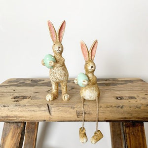 Sitting Rabbit W/Green Dotty Egg, 18cm