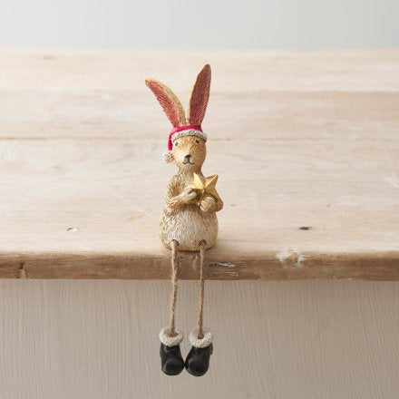 Shelf Sitter Santa Rabbit W/Star