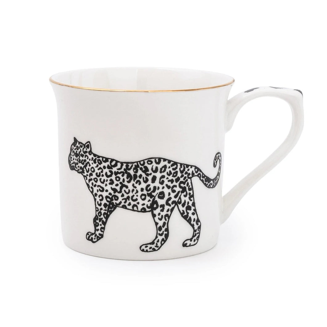 Cheetah 11oz Mug with Gold Rim