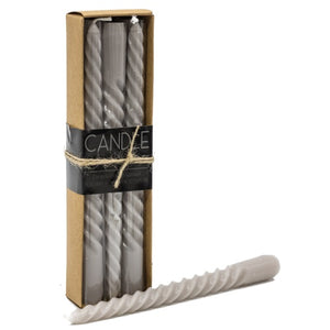 Box of 6 spiral candles Grey 20cm