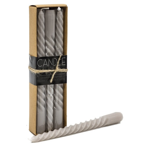 Box of 6 spiral candles Grey 20cm