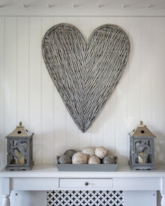 87cm Wicker Heart GREY