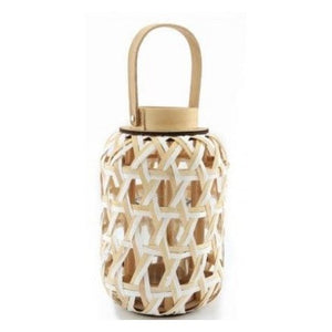 Natural Wooden Woven Lantern, 31cm