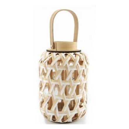 Natural Wooden Woven Lantern, 31cm