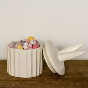 Ceramic Bunny Ears White Storage Pot, 16.5cm