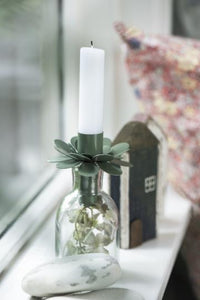 Candle flower holder -green