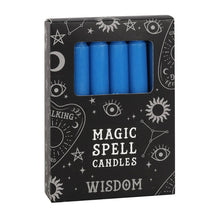 Load image into Gallery viewer, PACK OF 12 BLUE &#39;WISDOM&#39; SPELL CANDLES-Small