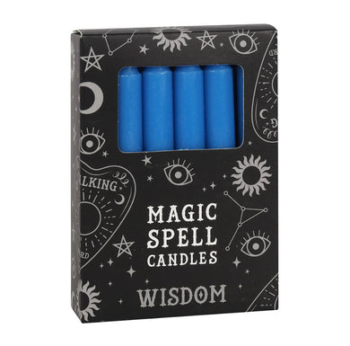 PACK OF 12 BLUE 'WISDOM' SPELL CANDLES-Small