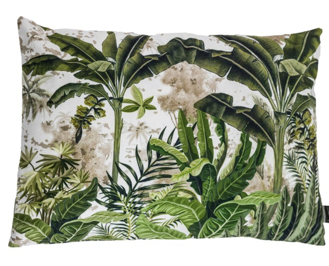 Velvet green botanical cushion 40x60cm