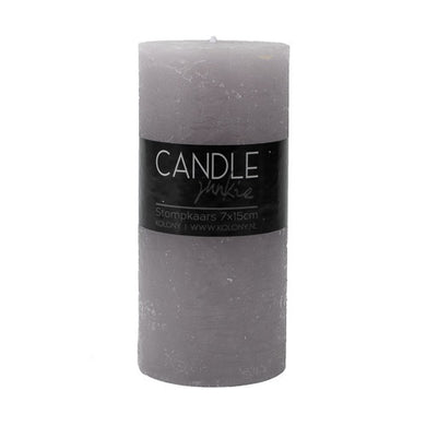 Rustic Stump Candle -light grey 7x15cm