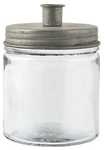 Metal flat lid candle holder jar
