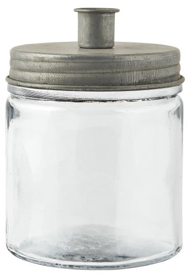 Metal flat lid candle holder jar