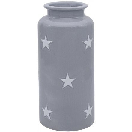 Small Grey Ceramic Vase with Multi Stars