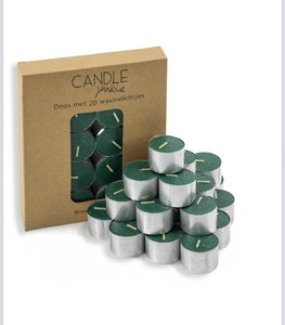 Box of 20 tea-light candles-green