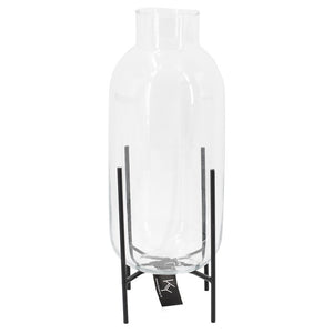 Glass vase on stand 25cm