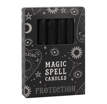 Load image into Gallery viewer, PACK OF 12 BLACK &#39;PROTECTION&#39; SPELL CANDLES