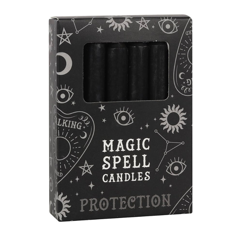 PACK OF 12 BLACK 'PROTECTION' SPELL CANDLES