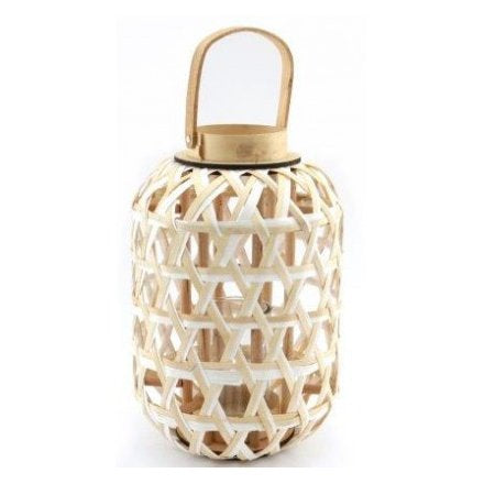 Natural Wooden Woven Lantern, 39cm