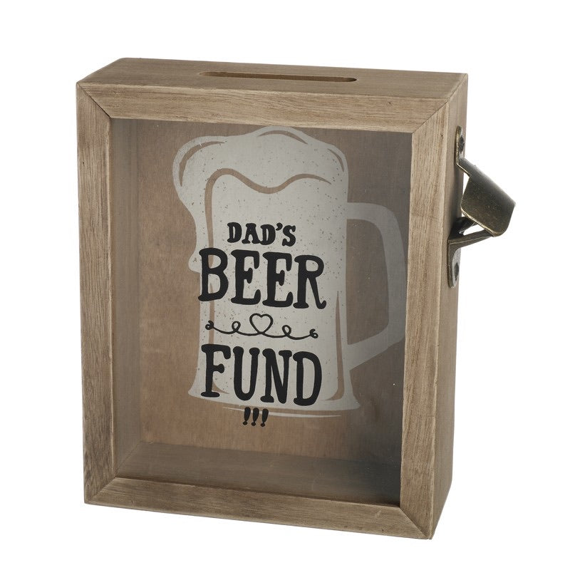 Wooden Money Box With Bottle Opener