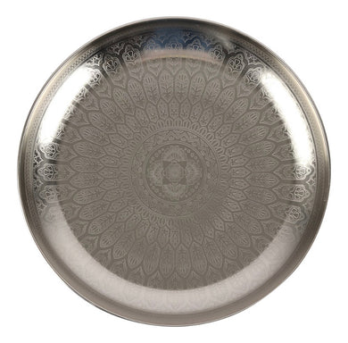 33CM SILVER TONE ETCHED TRAY