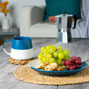 Ceramic Dipped Flecked Belly Mug - 370ml - Navy