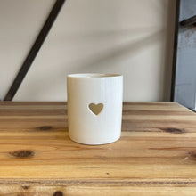Load image into Gallery viewer, White Heart Cut T-light Holder, 8cm