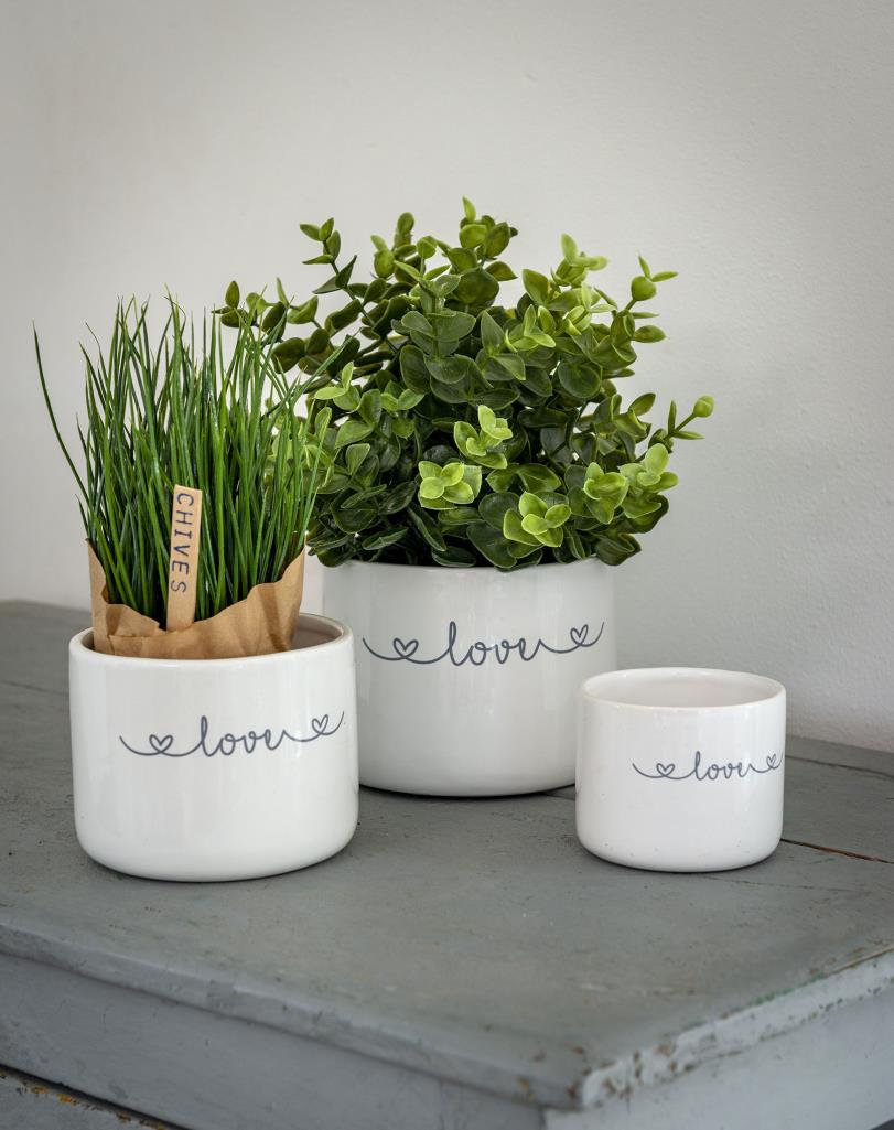 LOVE White CeramicPots set