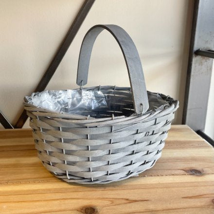 Woven Wooden Trug, Grey