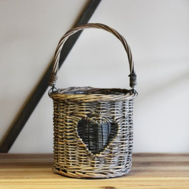 Heart Window Wicker Lantern, 27cm