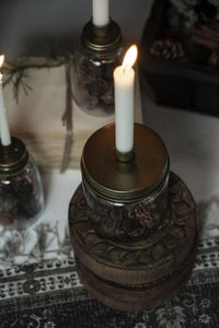 Brass flat lid candle holder jar