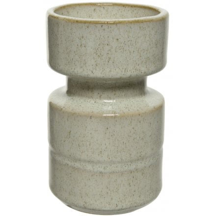 Smooth Stoneware Candle Holder, 13cm