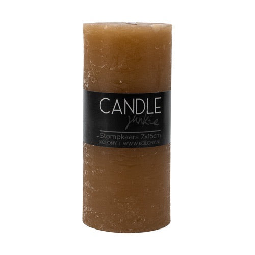 Rustic Stump candle -taupe 7x15cm