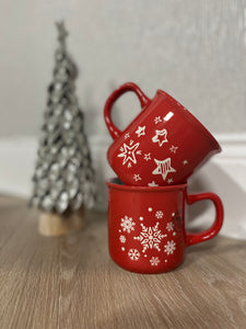 Red and White Christmas Mugs, 9cm