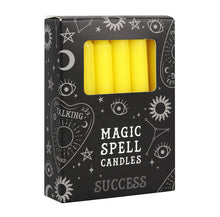 Load image into Gallery viewer, PACK OF 12 YELLOW &#39;SUCCESS&#39; SPELL CANDLES